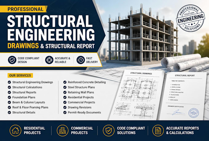 provide structural engineering drawings and structural report