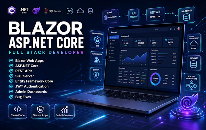 be your blazor asp dotnet core full stack web app developer