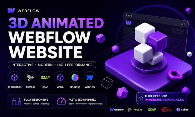 3d animated interactive webflow website threejs webgl 3d spline gsap nextjs