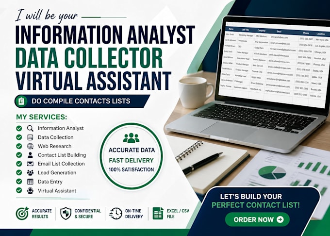 be your information analyst,data collector,virtual assistant,do compile contacts