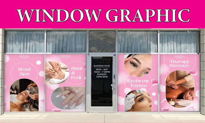 modern creative window graphics shopfront, storefront, window decals, stickers