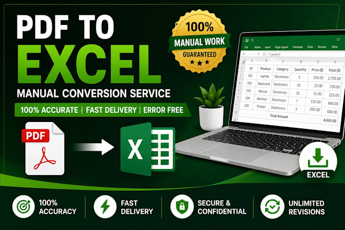 manually convert PDF to excel