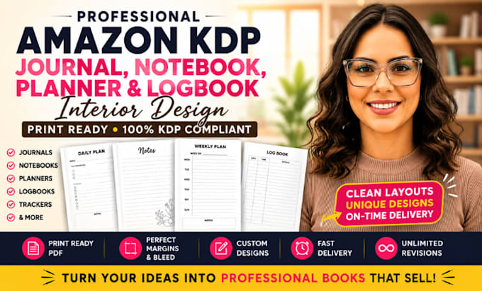 design amazon kdp journal, notebook, planner, and logbook interior