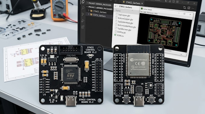design professional stm32 pcb, esp32 pcb and gerber package