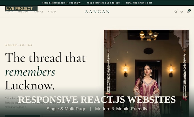 build a responsive single or multi page website using react js