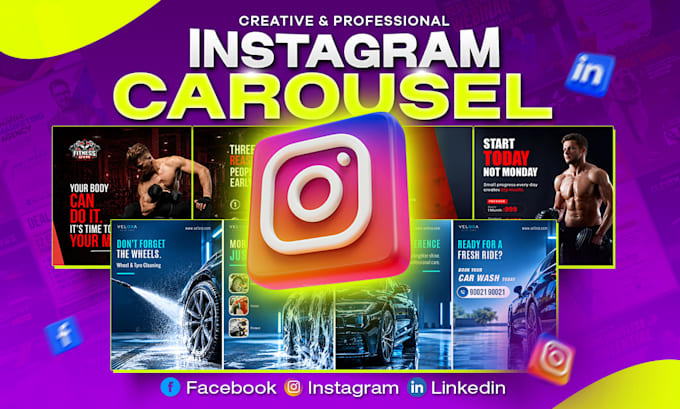 design attractive instagram carousel, linkedin carousel and social media posts