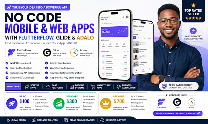 build your mobile app or mvp using flutterflow glide adalo
