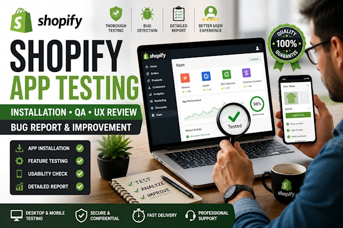 write shopify app testing app store installation review app usability app test