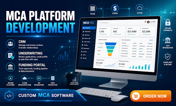 develop merchant cash advance, mca platform, crm and lending software