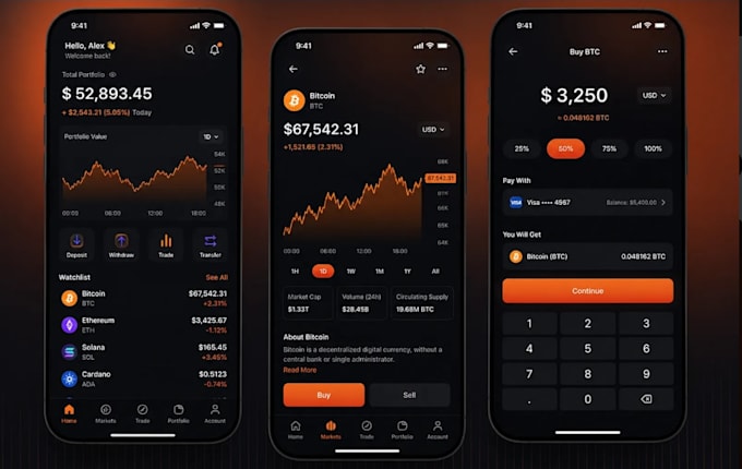 develop a secure cryptocurrency wallet app for android, ios and web