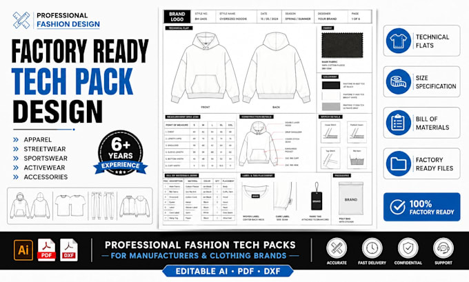 create fashion tech pack design