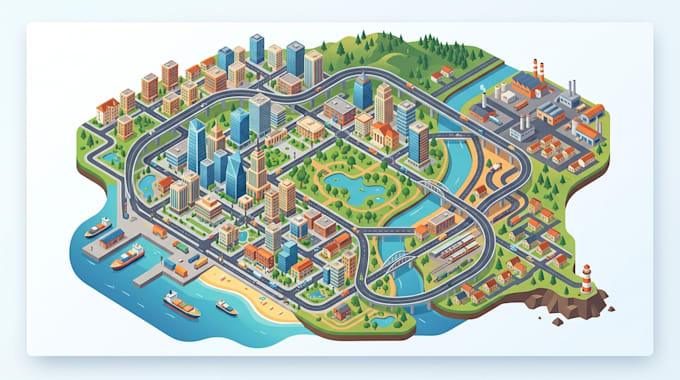 design vector map illustrator 3d 2d vector map