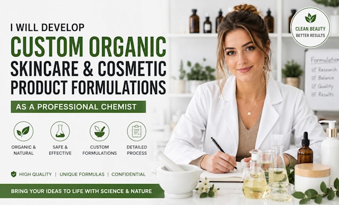 develop custom organic skincare and cosmetic product formulations