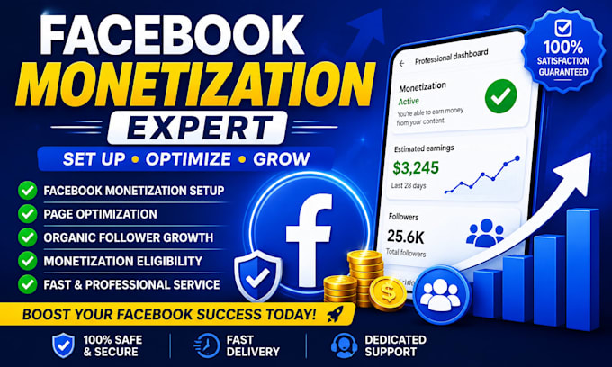 set up facebook monetization, optimize your fb page, and grow followers
