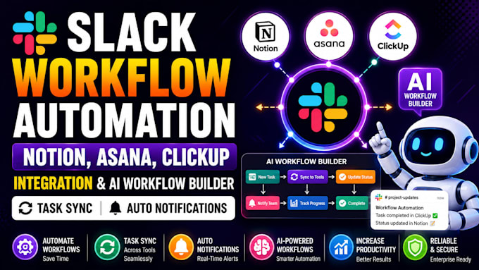 slack workflow automation notion asana clickup ai workflow builder task sync