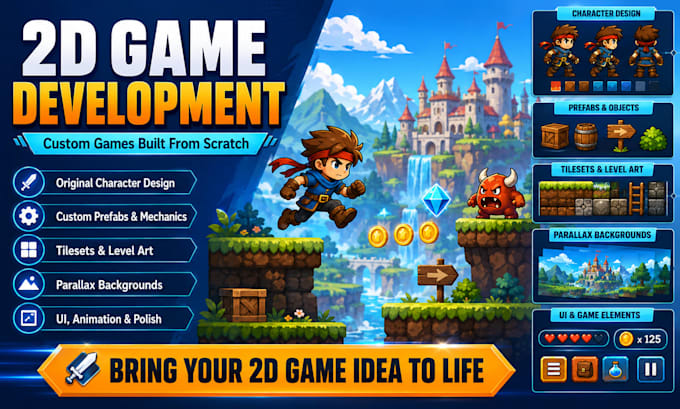 develop professional 2d unity games for android, ios, PC, and webgl