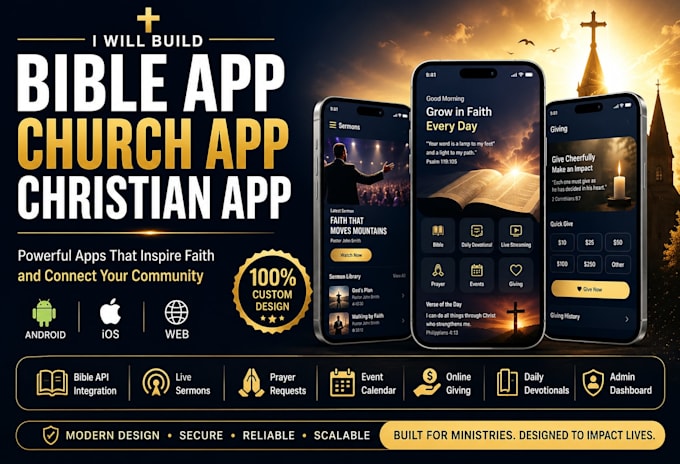 develop bible app, prayer app, church logo design, christian app, mobile app