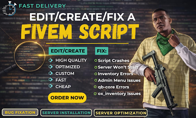 create fivem server with premium scripts qb, qbox, nyc, esx, fix any fivem error