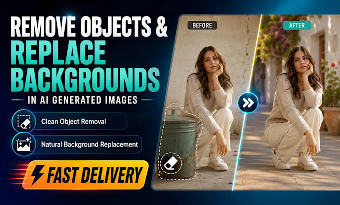 remove objects and replace backgrounds in ai generated images