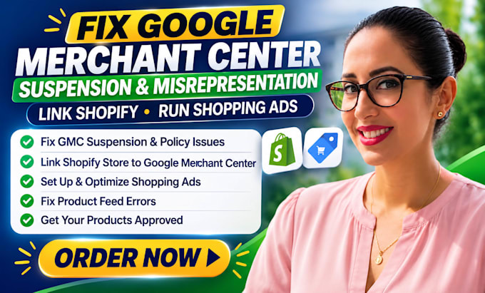 link shopify store with merchant center, run google ads, fix misrepresentation
