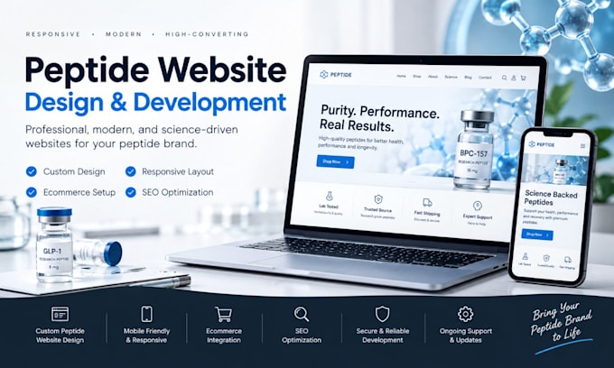 build peptide website, research peptide store, woocommerce store