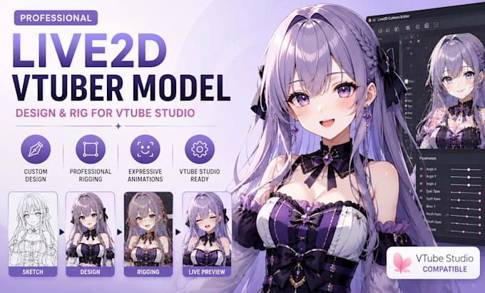 design and rig a professional live2d vtuber model for vtube studio