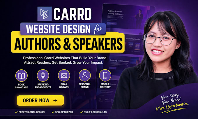 create premium carrd website design for authors and speakers