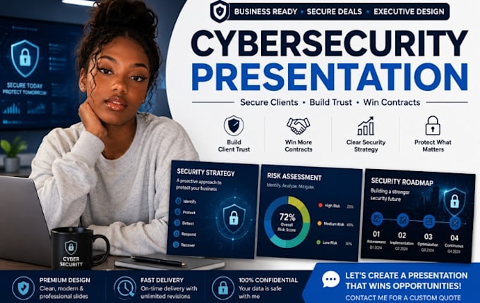 design cybersecurity presentation, IT security and cloud security slides