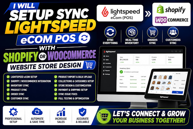 setup sync lightspeed ecom pos with shopify or woocommerce website store design