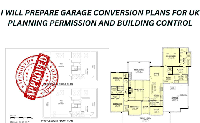 prepare garage conversion plans for UK planning permission and building control