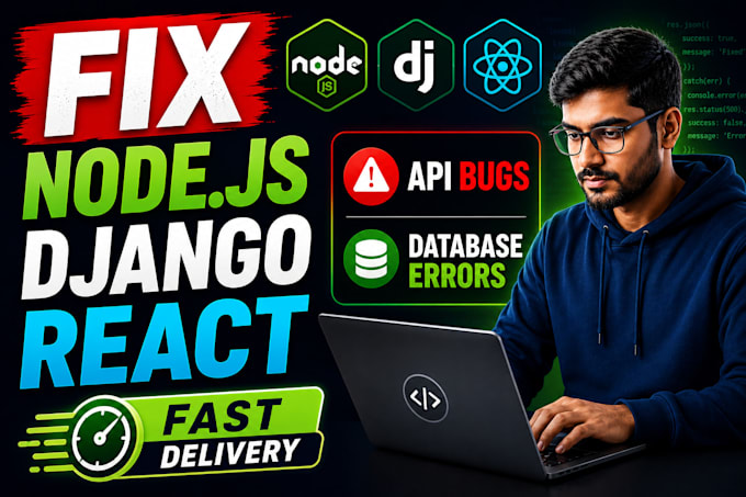 fix nodejs django react API bugs and database errors