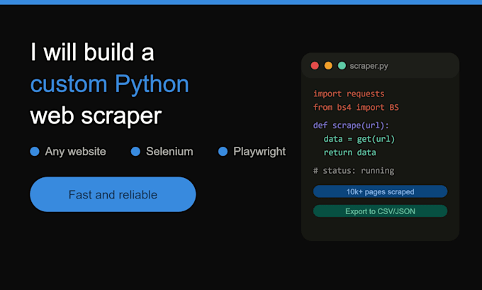 build a custom python web scraper for any website