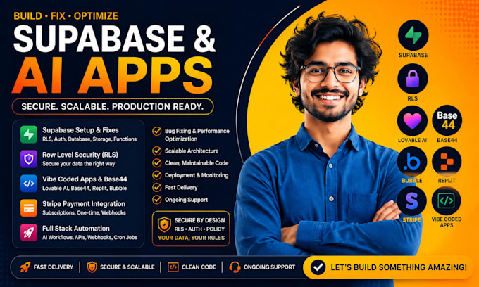 build fix supabase rls lovable ai base44 vibe coded app, bubble, replit, stripe