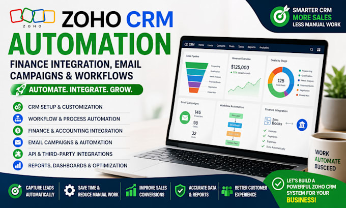 build zoho CRM automation, API integrations and email workflows