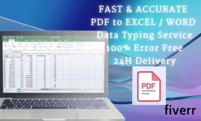 do fast PDF to excel data entry and typing work