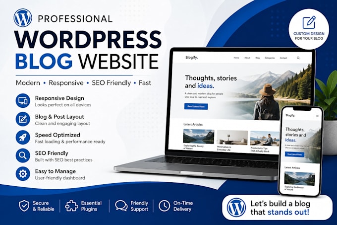 create responsive wordpress website design or blog