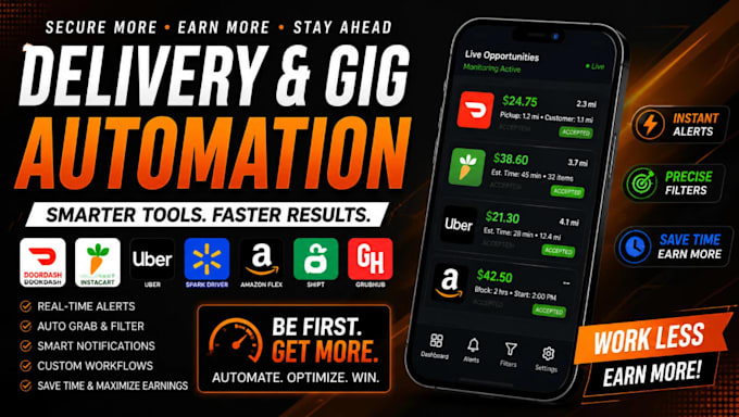 build spark bot, order grabber bot, amazon flex bot