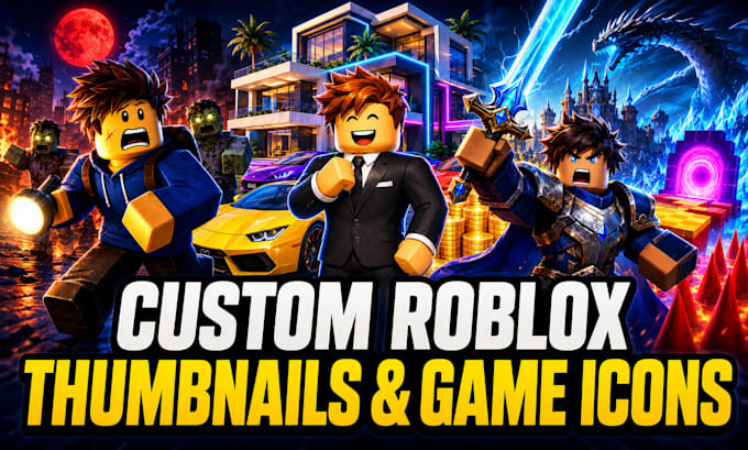 design professional roblox thumbnails and game icons