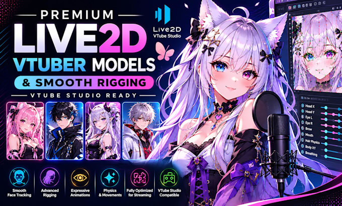 craft premium live2d vtuber models with smooth rigging for vtube studio