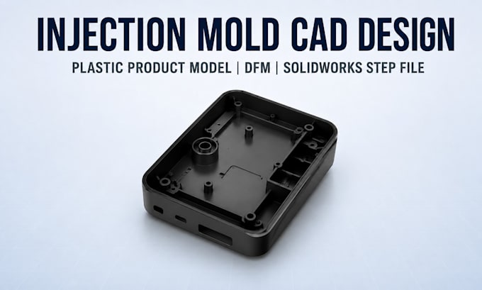 design injection mold cad, plastic product model, dfm and solidworks step file