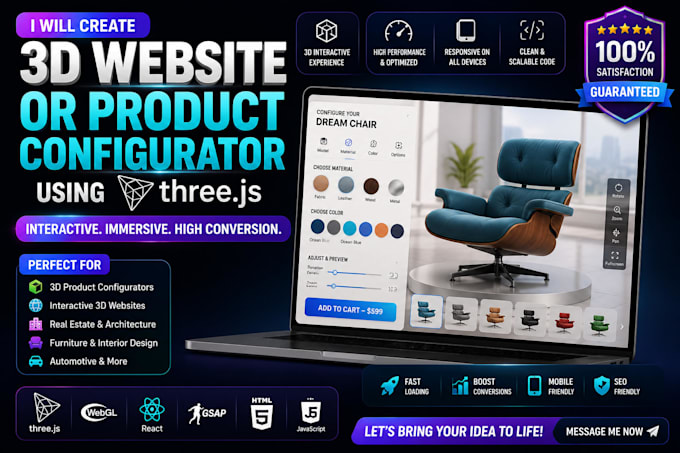 create 3d website or product configurator using three js