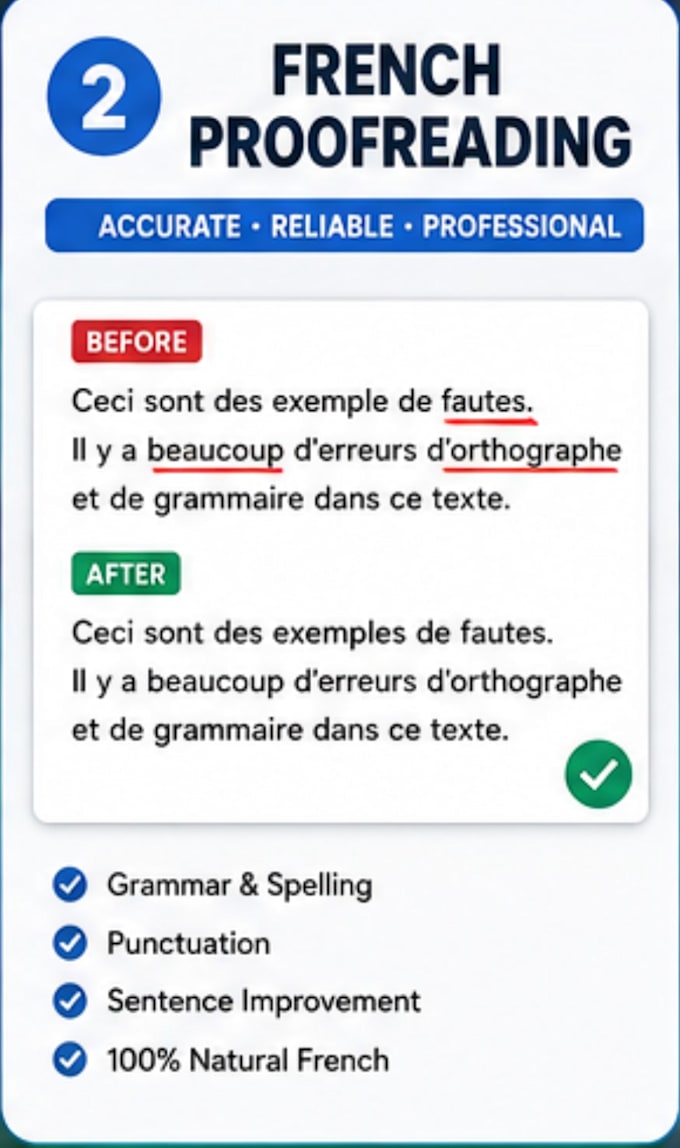 proofread and correct your french text professionally