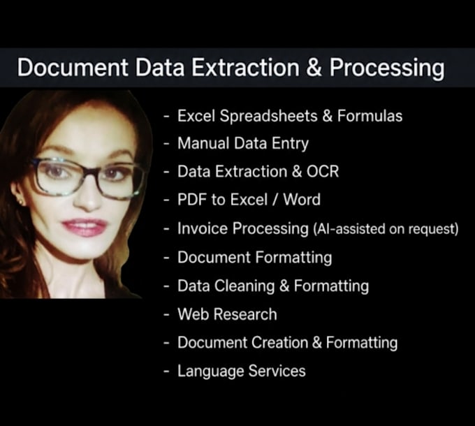 provide data processing, document formatting, and excel support