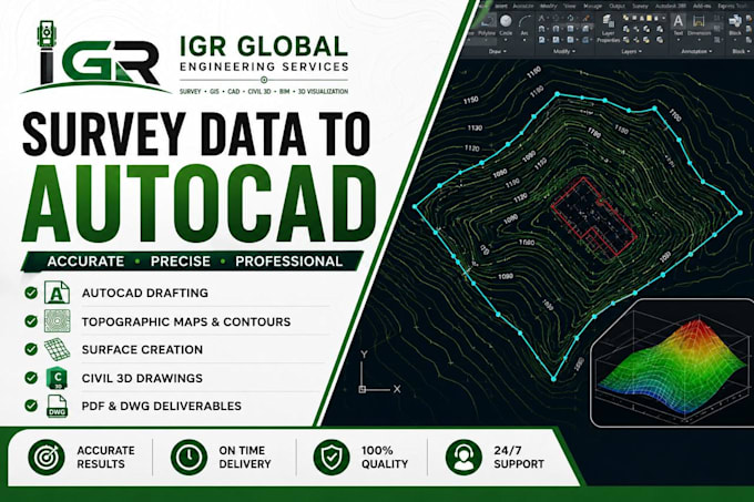 create topographic maps contour lines and cad drawings