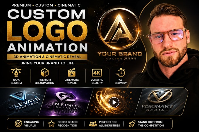 create a premium custom logo animation, 3d animation and cinematic reveal