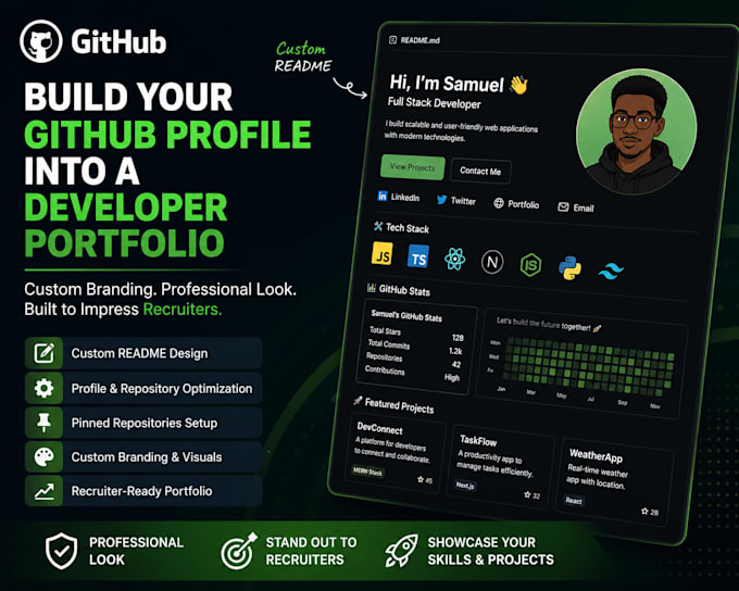 build a github profile into a developer portfolio with custom branding
