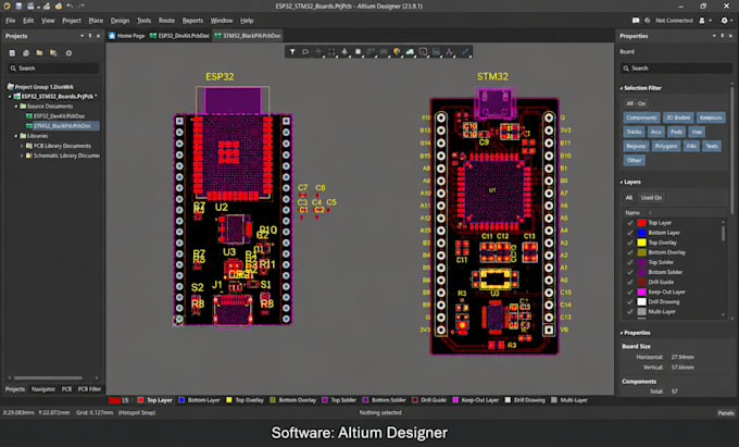 do pcb layout, pcb schematic, pcb design for esp32, esp8266, stm32, arduino
