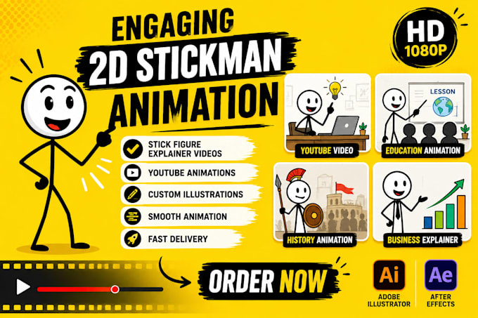 create professional 2d stickman animation videos