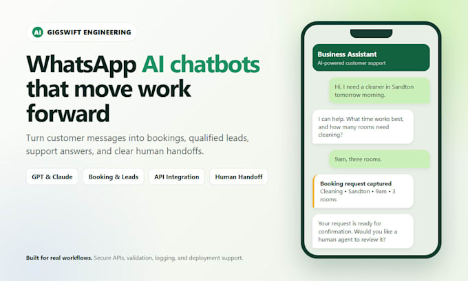 build a whatsapp ai chatbot for booking and customer support