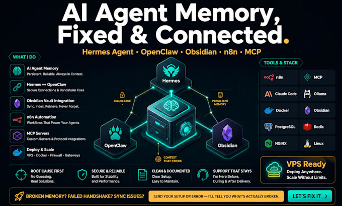 setup hermes agent openclaw obsidian second brain memory n8n mcp claude code